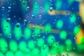 Water drops on a colorful  background with gradient blue and green colors Royalty Free Stock Photo