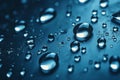 Water drops on dark blue color background