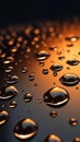 Water drops on dark orange vertical background