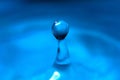 Water drops falling on water surface blurry water drop blue picture Royalty Free Stock Photo