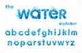 Water drops font, funny blue alphabet, letters and waves Royalty Free Stock Photo