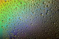Water drops on the glass, rainbow effect