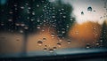 Water drops on the glass. Raindrops on the window. Blurred background.