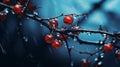 Surrealistic Red Berries With Water Drops Wallpaper