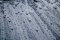 Water drops on a gray metal surface.Water drops on metal background. Royalty Free Stock Photo