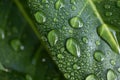 Water drops on green leaf, closeup Royalty Free Stock Photo