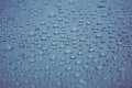Water drops on grey blue steel background texture Royalty Free Stock Photo