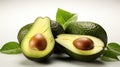 Water Drops on Group of Fresh Green Avocados White Background Selective Focus