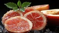 Water Drops on Group of Fresh Sliced Wet Apricat Fruit As Background Selective Focus