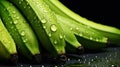 Water Drops on Group of Group of Green Bananas with Copy Space Background Selective Focus