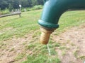 water drops leaking from tap at a water fun playground in Park Hitland Royalty Free Stock Photo
