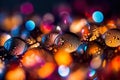 Water drops, lights and bokeh for texture background, abstract pattern, generative AI Royalty Free Stock Photo