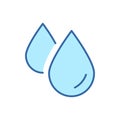 Water Drops Linear Color Icon. Droplet of Water Colorful Line Pictogram. Editable stroke. Vector illustration