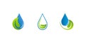 Water drop logo. Leaf symbol icons, ecology, leaves  set. Royalty Free Stock Photo