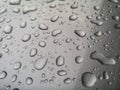 Water drops on metallic silver background closeup Royalty Free Stock Photo