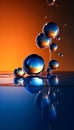 Water drops on orange background. 3d rendering, 3d illustration. Royalty Free Stock Photo