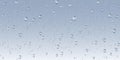 Water drops. Rain splash on transparent background, glass with wet fresh droplets, pure dew or raindrop on white window