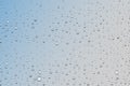 Water drops. Realistic rain droplets on window. Shower glass. Aqua drips on transparent background. Wet surface with color Royalty Free Stock Photo