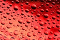 Water drops on red background