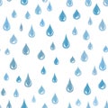 Water drops seamless pattern. Raindrop background. Rain texture Royalty Free Stock Photo