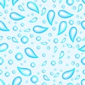 Water drops seamless pattern. Transparent water splashes vector background Royalty Free Stock Photo