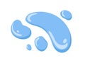 Water drops set. Clean waterdrops, aqua blobs, top view. Pure fresh liquid droplets. Wet splashes of different size