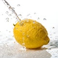 Water Drops Shining on Lemon Isolated on White Background Royalty Free Stock Photo