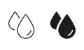 Water Drops Silhouette and Line Icon Set. Droplet of Water Pictogram Collection. Dripped Raindrop Sign. Vector Isolated Royalty Free Stock Photo