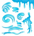 Water drops, splashing waves, surge, puddle, rippl