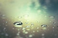 Water drops on surfeace after rain, selective focus, process in Royalty Free Stock Photo