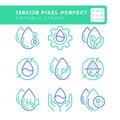 Water drops two color line icons set