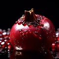 water drops visible on Glistening Pomegranate photo