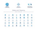 Water drops, waves and Cleaning creative symbols set. Pure aqua, bio drink abstract business logo concept. Easy wash