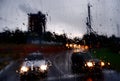 Water drops on window. Abstraction. Rain. Reflection