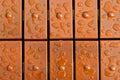 Water drops on wood floor Royalty Free Stock Photo