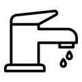 Water eco tap icon outline vector. Save clean drop