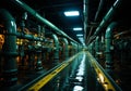 Water electric technologies. Big supply room with water engines