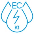 Water Electrical Conductivity EC, k1 calibration. Liquid drop outline pictogram