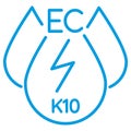 Water Electrical Conductivity EC, k10 calibration. Liquid drop outline pictogram