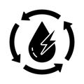 Water Electricity Energy Silhouette Icon. Renewable Hydropower Glyph Pictogram. Hydroelectric Green Energy Generation