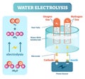 Water Electrolysis Process, Scientific Chemistry Diagram, Vector Illustration Educational Poster