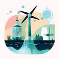 The Water-Energy Nexus - Image of a Renewable Energy Project and Its Water Usage Royalty Free Stock Photo