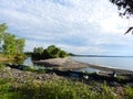 Water beach erosion on Lake Ontario caused from flooding