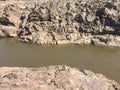 Water erosion of rock on the Akzhar River Akmola region Kazakhstan Royalty Free Stock Photo