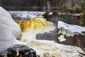 Water fall in a remote river in a boreal forest in Northern Manitoba Canada