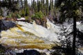 Water fall in a river in the boreal forest of Canada