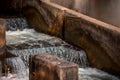 Water fall steps at the fish ladder in downtown Grand Rapids Michigan