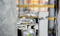 Water faucet, bathroom faucet and kitchen faucet. Chrome-plated metal. shallow dof.Pictured in a shop