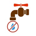 Water Faucet With Dropping Water Icon