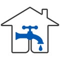 Water faucet icon drop, communication house, tube project construction apartment